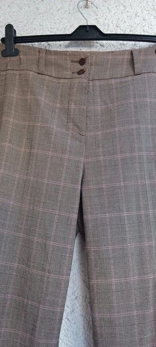 Pantalón traje cuadros mujer