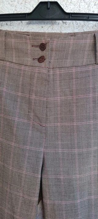 Pantalón traje cuadros mujer