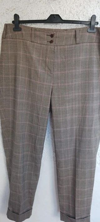 Pantalón traje cuadros mujer