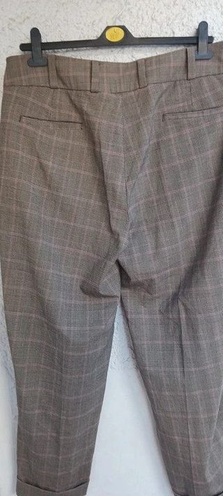 Pantalón traje cuadros mujer