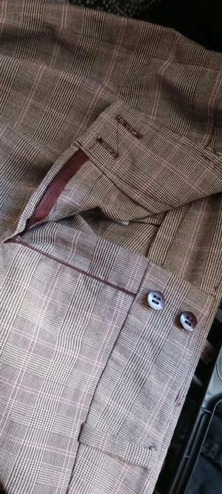 Pantalón traje cuadros mujer