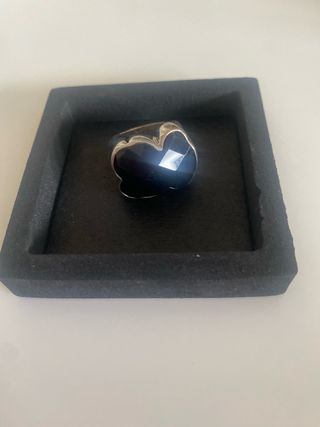 Anillo Tous Corazón Negro Plata