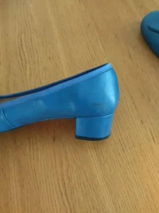 Zapatos planos Cuplé azul piel lazo