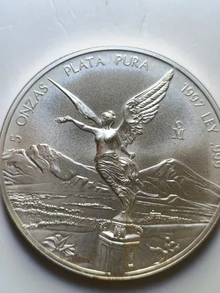 Moneda Plata 5 Onzas México 1997