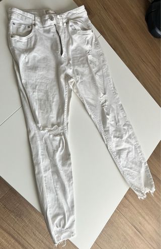 Vintage White Distressed Skinny Jeans Ripped