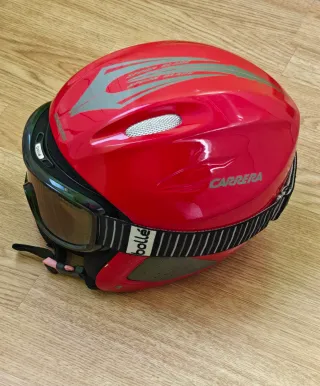 Casco esquí Carrera y gafas Bollé