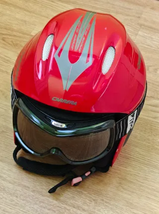 Casco esquí Carrera y gafas Bollé