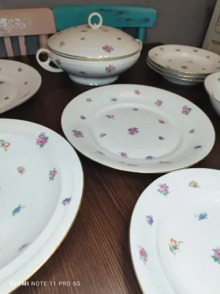 Antigua vajilla francesa 9 piezas porcelana