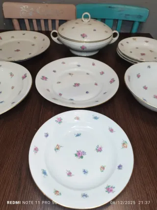Antigua vajilla francesa 9 piezas porcelana