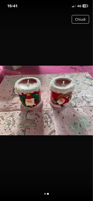 2 candele Natale Babbo Natale