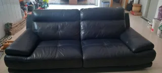 Sofá de piel negro 2 plazas
