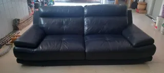 Sofá de piel negro 2 plazas