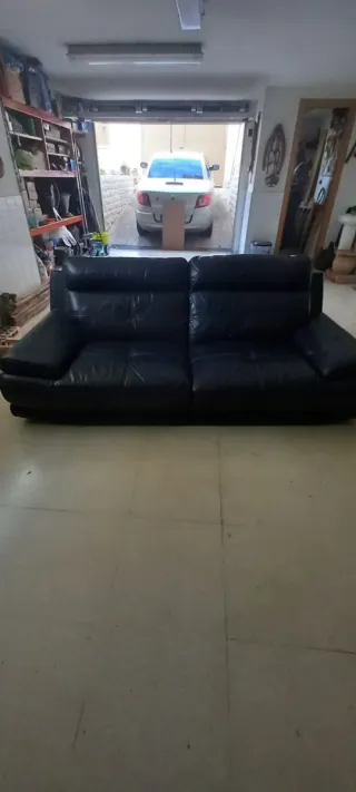 Sofá de piel negro 2 plazas