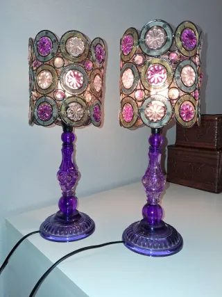 Lampade da tavolo viola e dorate