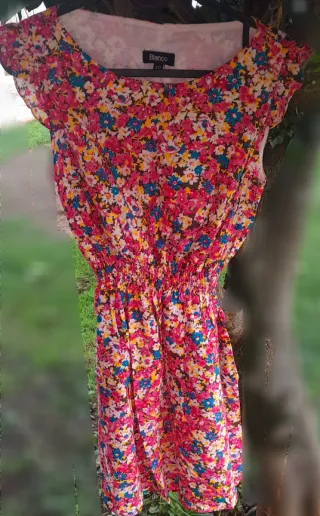 Vestido Blanco floral estilo vintage. Talla S