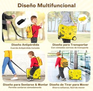 Maleta Infantil con mochila COSTWAY Abeja Amarilla