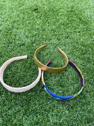 Set 3 Fasce per capelli oro e multicolor