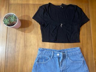 SHEIN crop top negro talla S nuevo