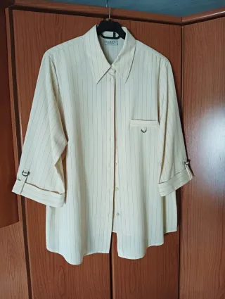 Camisa C&A Beige Rayas Mujer
