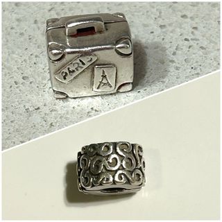2 Charms Pandora Plata Maleta y Diseño