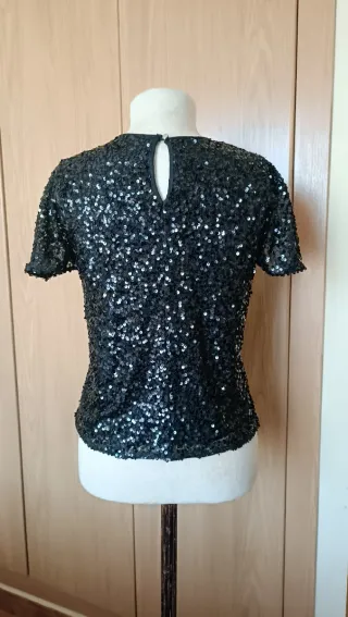 Top fiesta lentejuelas negro