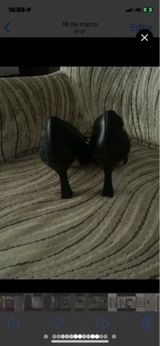 Zapatos Martinelli Negros Talla 39 Punta Dorada