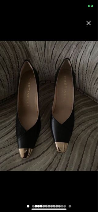 Zapatos Martinelli Negros Talla 39 Punta Dorada