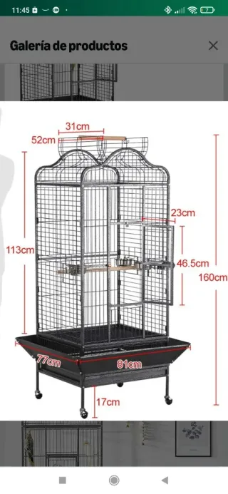 Jaula para loros grande y jaula de tranporte