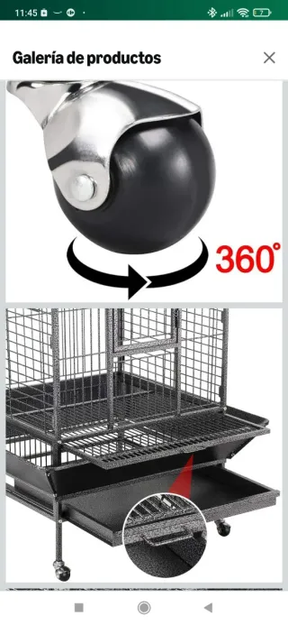 Jaula para loros grande y jaula de tranporte