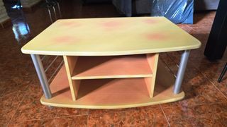 Mueble TV madera y metal color cerezo