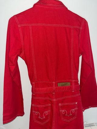 Tuta intera denim rossa stile western/Elvis