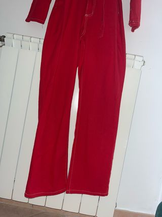 Tuta intera denim rossa stile western/Elvis