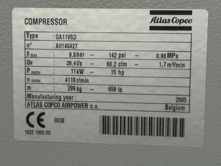 Compresor Atlas Copco GA11 VSD FF