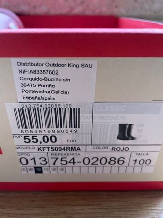 Botas de agua Hunter niño talla 28 rojas