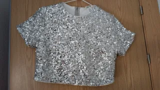 Top lentejuelas plata fiesta