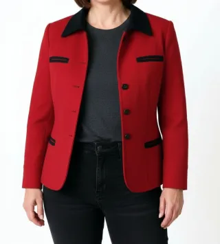 Chaqueta Chanel Lana Vintage Roja y Negra
