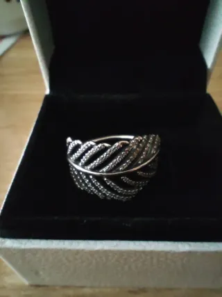 Anillo Pandora Pluma Plata