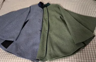 Capa verde cuello mao terciopelo