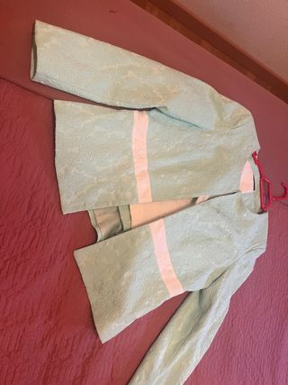 Traje mujer verde azulado: chaqueta y vestido