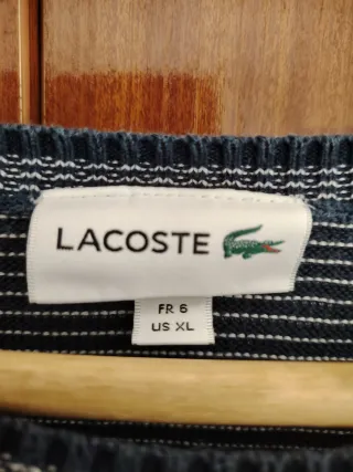 Jersey Lacoste Talla 6 XL Rayas Azul Blanco
