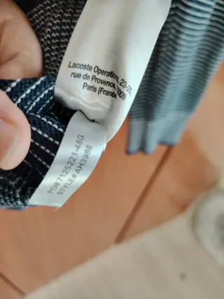 Jersey Lacoste Talla 6 XL Rayas Azul Blanco