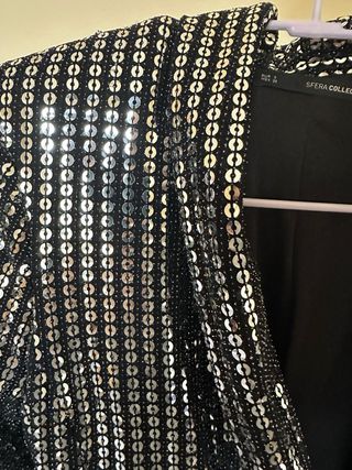 Vestido fiesta lentejuelas plateadas