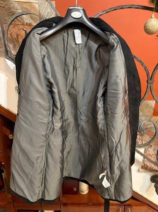 Trench pelle scamosciato vintage doppio petto