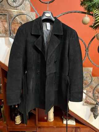 Trench pelle scamosciato vintage doppio petto