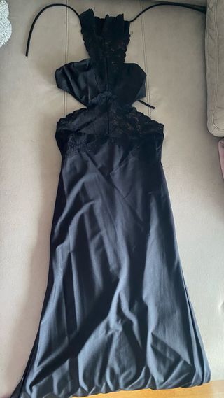 Vestido largo negro encaje