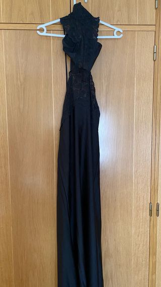 Vestido largo negro encaje