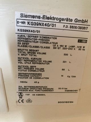 Frigorífico Siemens 200cm No-Frost A++ 366L