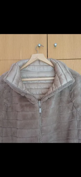 Chaqueta reversible mujer beige