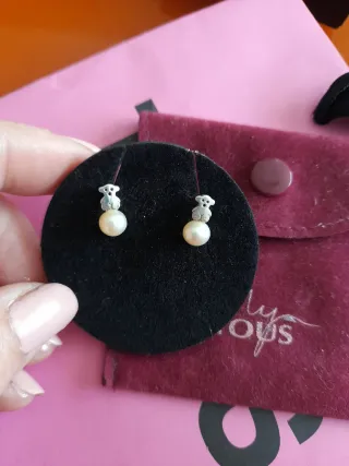Pendientes Tous Oso Perla de lata Plata
