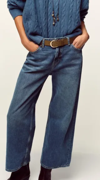 Jeans wide leg cropped Zara